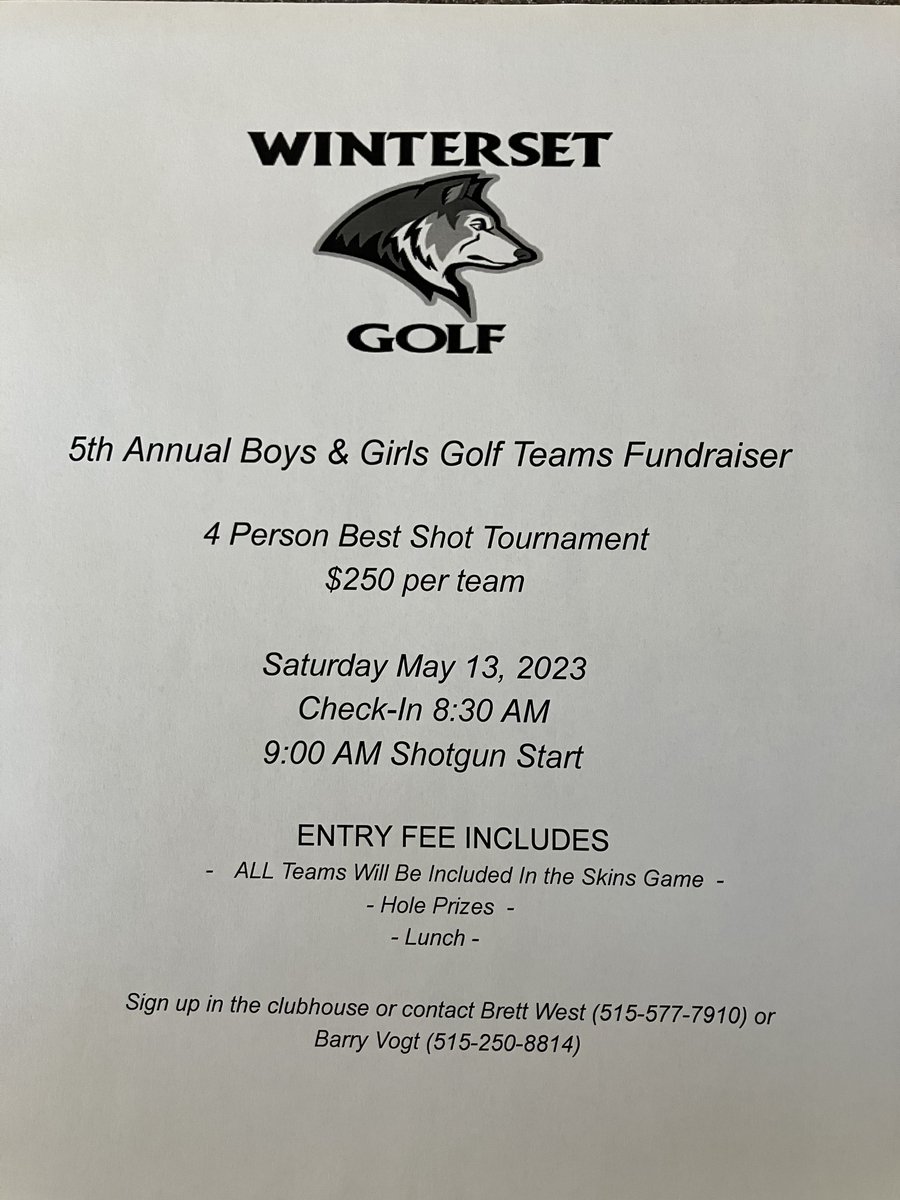 WintersetHusky's tweet photo. Dust off those golf clubs and get out and support the Husky Golf Teams at their fundraising tournament on May 13th! https://t.co/hAWAcE1d1J