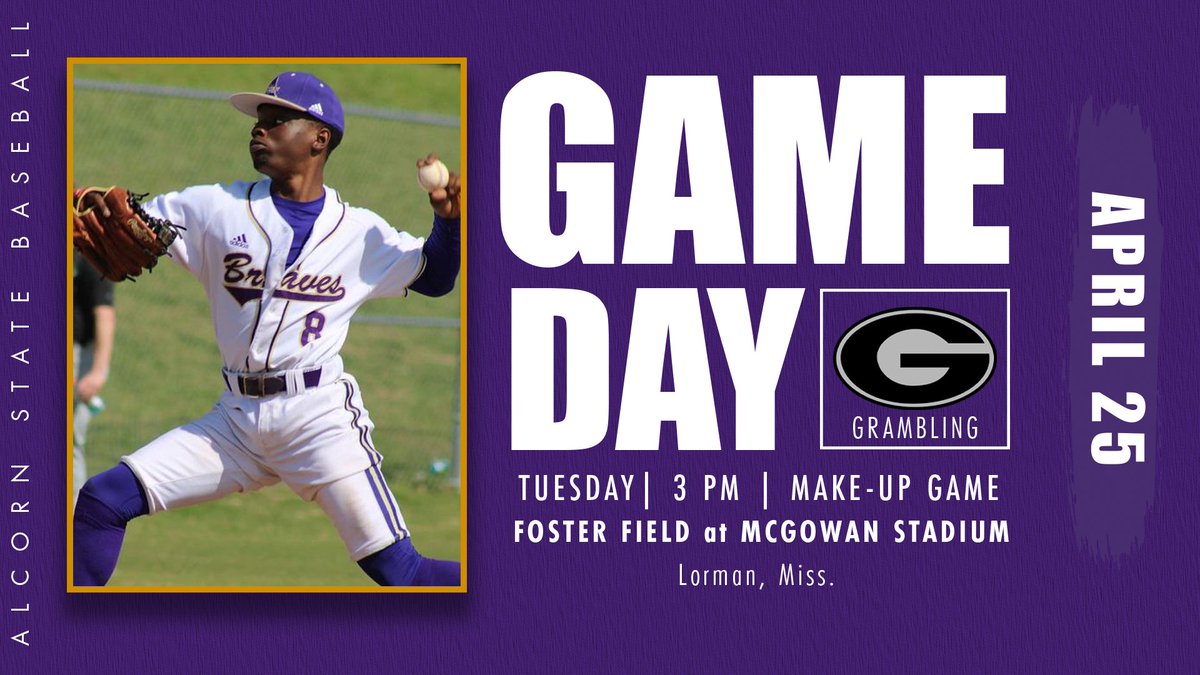 BRAVESSPORTS's tweet image. Alcorn baseball takes on Grambling today at 3 p.m. Come support the Braves as they host the Tigers in midweek action. #FearTheBrave #BravesNation