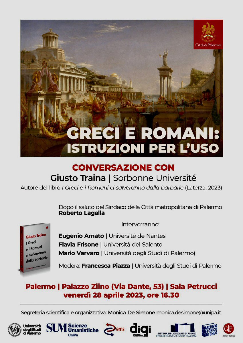 🤔 Tra la polvere della soffitta e le stonature delle fanfare, che cosa dobbiamo farne del nostro ingombrante passato ?

📍Lo scoprirete solo venendo…

#storiagreca #ancientgreece #romani #unipa