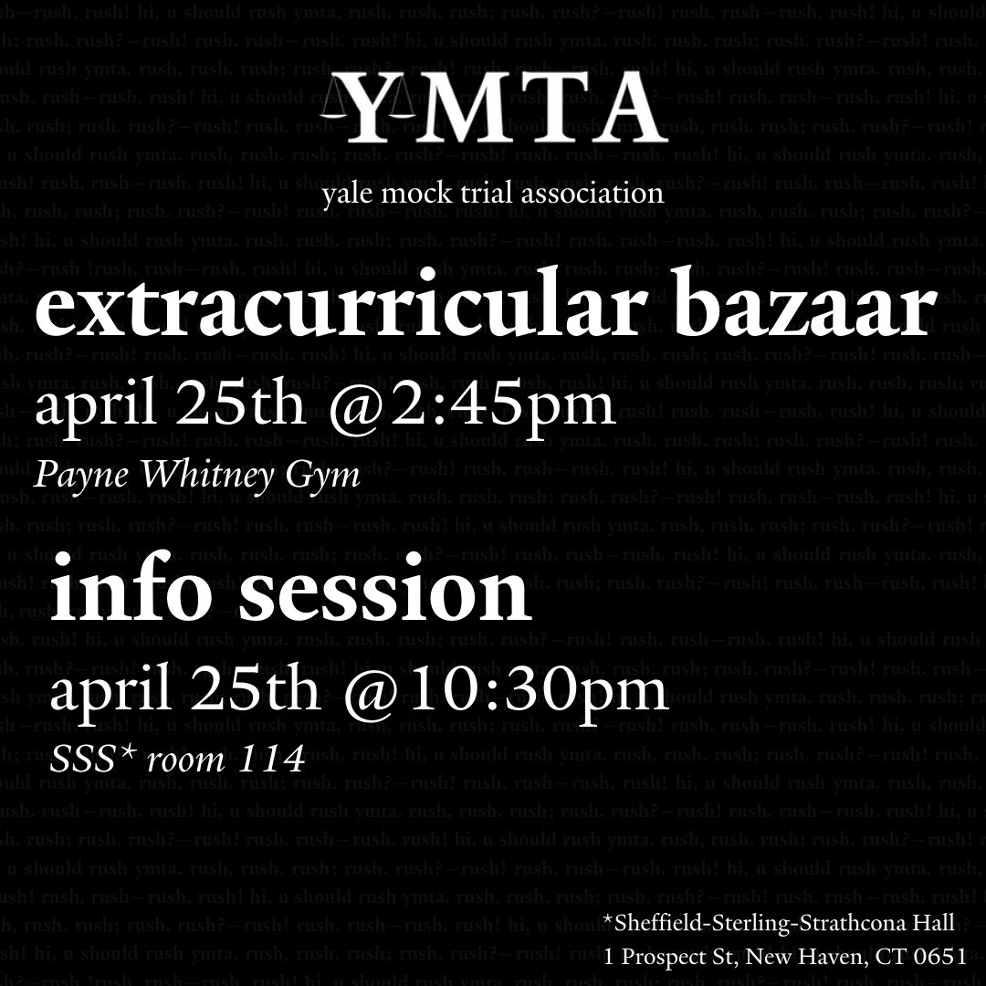 Welcome to Yale, Class of 2027! Be sure to come learn about the YMTA today. If you need help finding us, shoot us a DM🐶💙