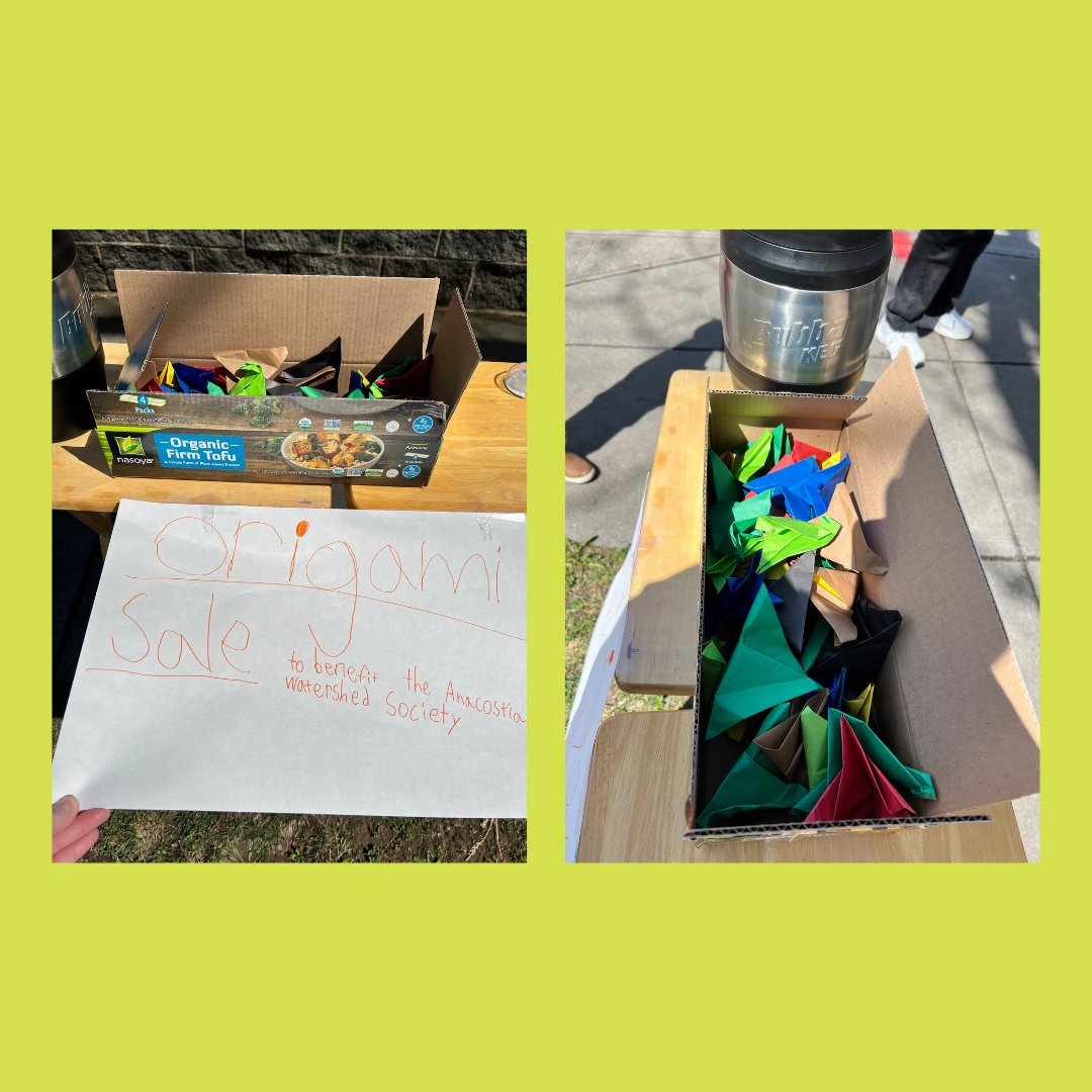 We are proud of 4G students Eliza, Clara, and Jack, who held an origami sale yesterday after being inspired by their Anacostia Watershed Expedition. They met with neighbors and shared the importance of protecting the Anacostia. They raised $61 that will benefit the @anacostiaws