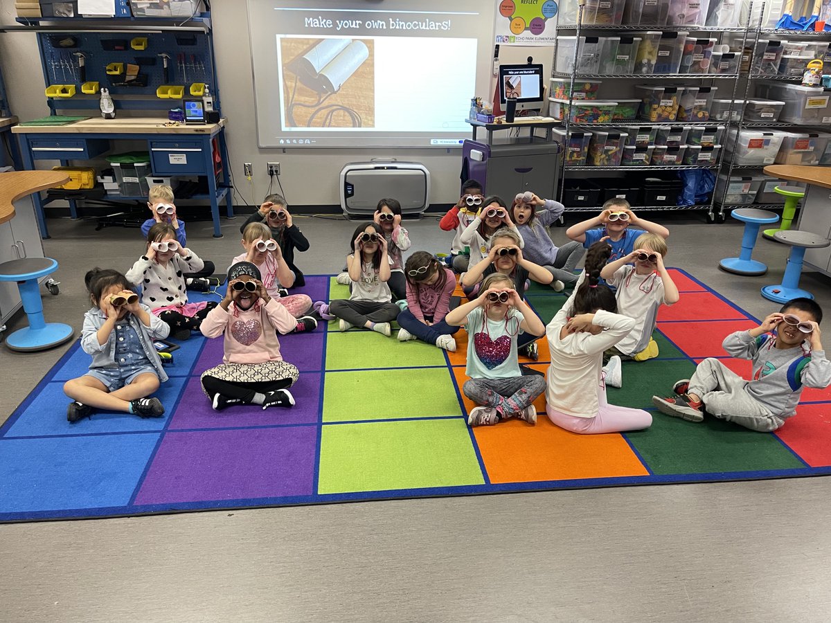 EPPenguins's tweet photo. Kindergarteners had so much fun learning about making observations! Students got to make their own binoculars and used them to make observations around Echo Park. https://t.co/2EIMGuKjdw