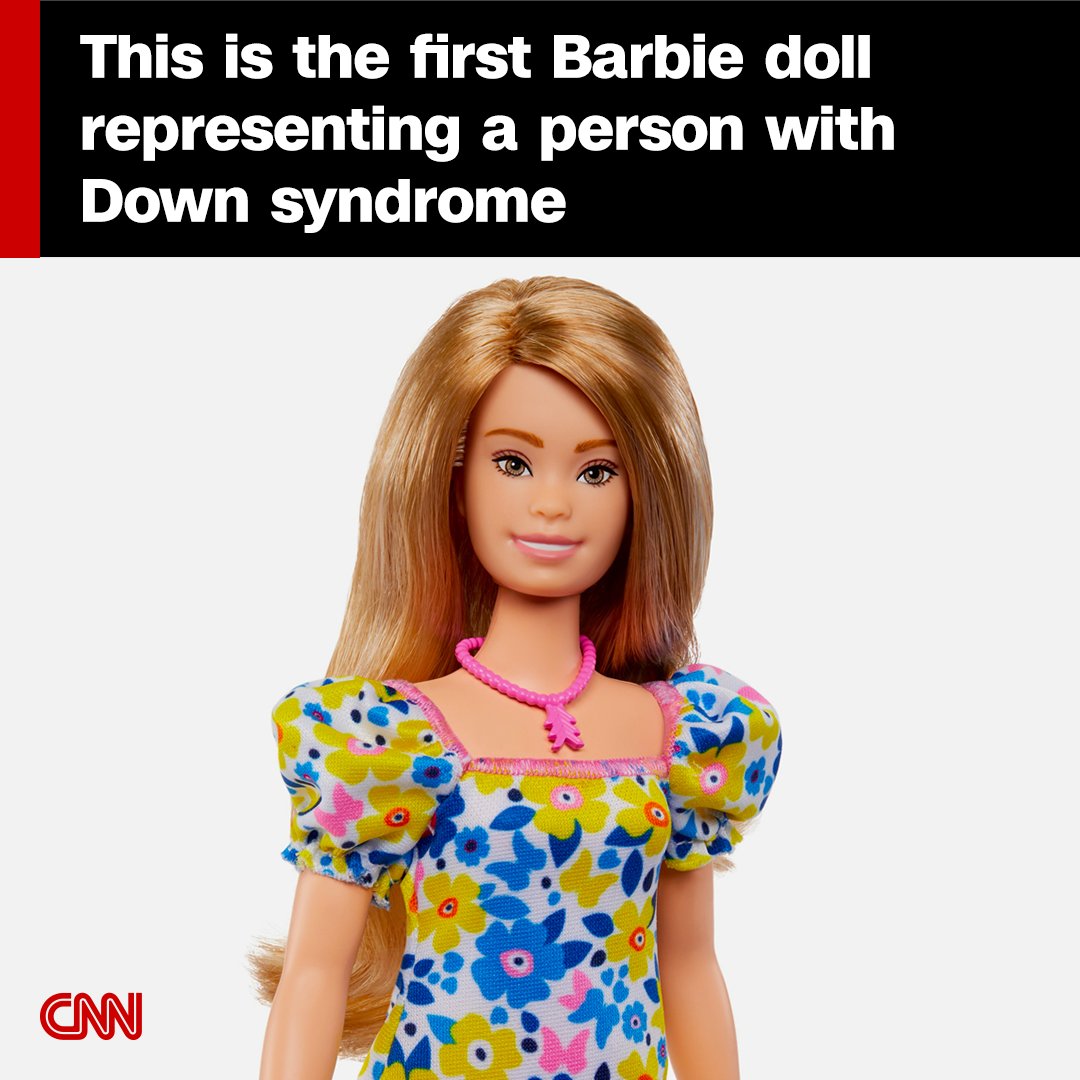 CNN's tweet image. Mattel has introduced its first-ever version of the Barbie doll representing a person with Down syndrome cnn.it/3naZkMN