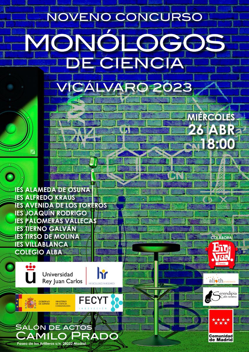 Mañana amenizaran el concurso de monólogos Aitana, Carlota y Miguel, ganadores del concurso RAP conCIENCIA en la escuela con su canción "hablemos de científicos e inventores"
No te lo pierdas tv.urjc.es/live/event/623…