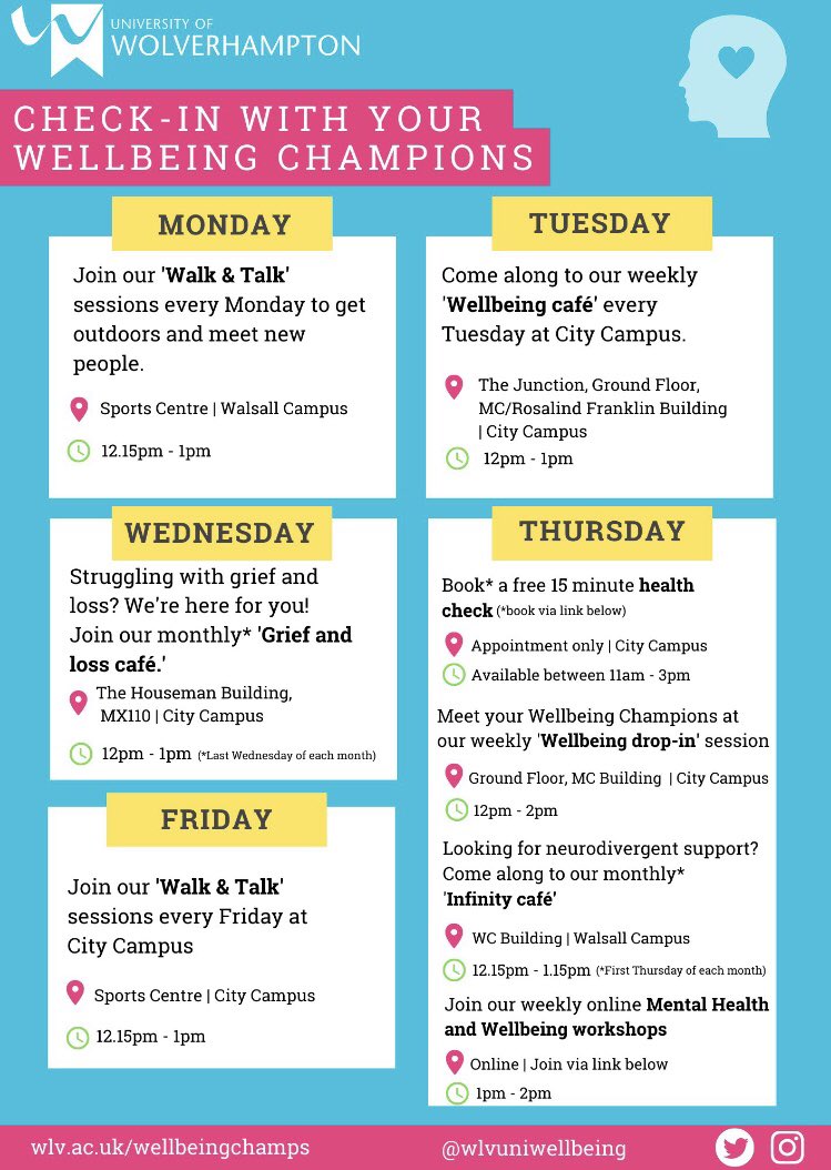 To finish off a productive day, good conversations with <a href="/wlvuniwellbeing/">Wlvuniwellbeing</a> about Colin🦮<a href="/PetsAsTherapyUK/">Pets As Therapy</a> visits <a href="/wlv_uni/">University of Wolverhampton</a>🐺Popping into ‘Wellbeing Wednesdays’ 12-2pm on 17th/31st May &amp; ‘Walk and Talk’ Fridays 1215-1pm on 19th/26th May-come say hi!😊(now back to marking!😉)