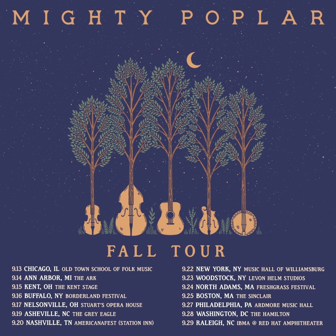 NEW SHOWS! <a href="/NoamPikelny/">Noam Pikelny</a>, <a href="/mandomarlin/">andrew marlin</a>, <a href="/CritterEldridge/">Chris Eldridge</a> &amp; <a href="/greggarrisonbas/">Greg Garrison</a>, aka, Mighty Poplar will be on the road this fall! There was widespread outrage that our fast approaching May tour neglected a significant part of the country, so we've added dates to help quell the unrest