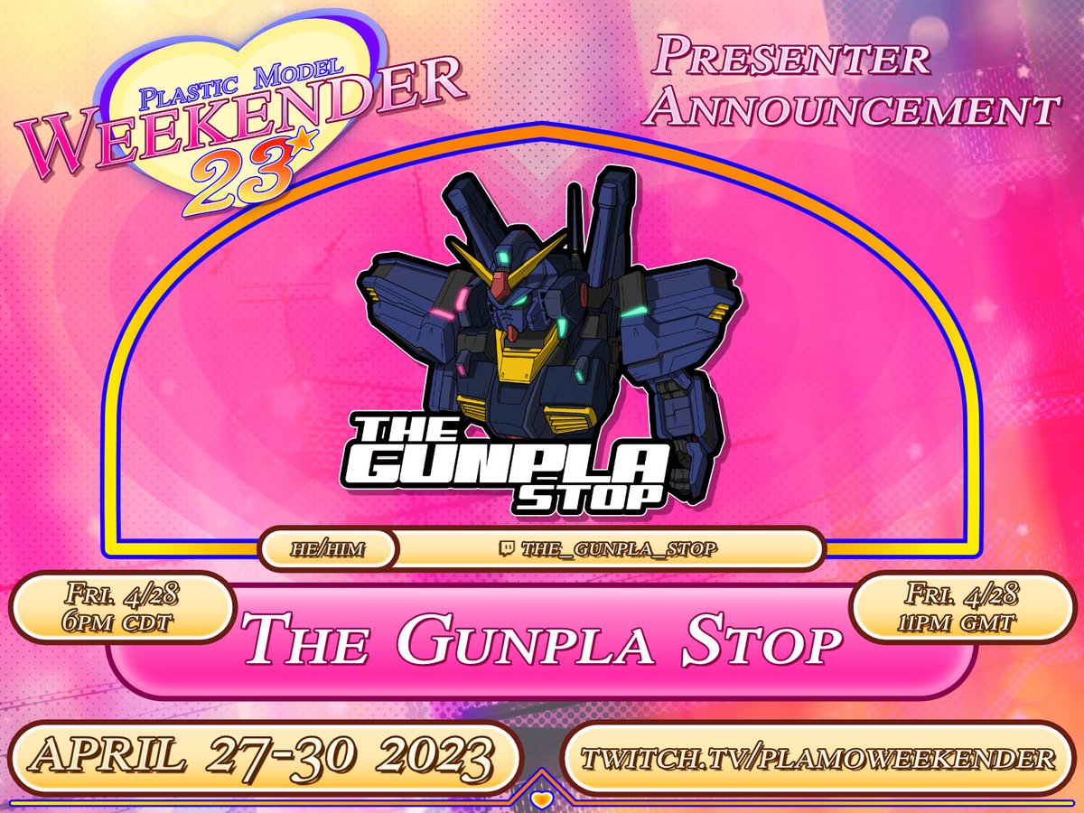plamoweekender's tweet photo. The Friday fun continues on #PMW2023 with @carmyab at 4pm CDT, followed by @TheGunplaStop at 6pm, @ao_mecha at 8pm, and @GunplaSisters to close us out at 10!

Tune in, donate to @CureAlzheimers, and of course, don't forget the OVER 2,000 USD in giveaways!

https://t.co/1qbmeuAqJR https://t.co/yTSk5cHvUt