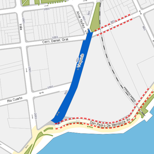 Vespucio 500, Boca: Vias Tren