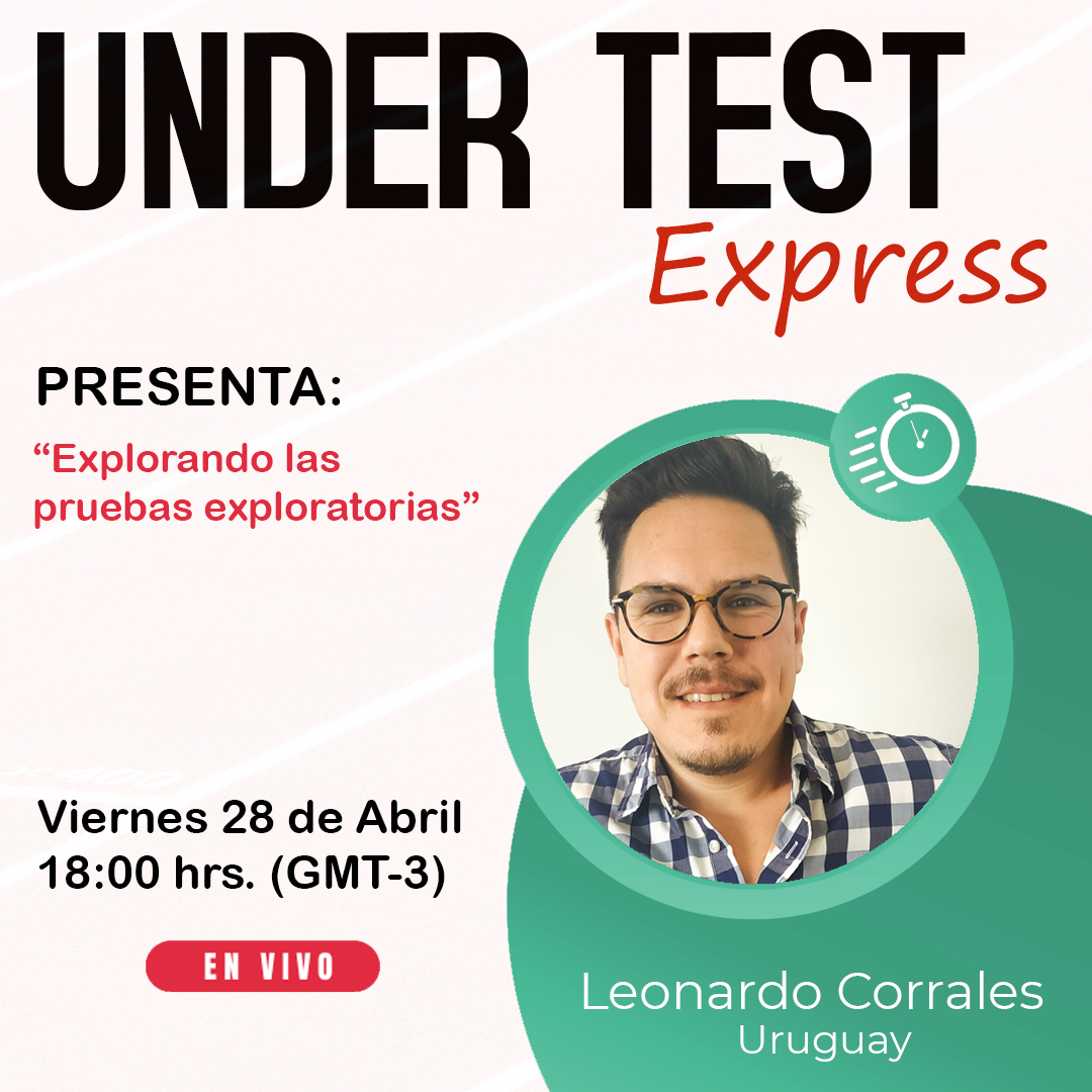 undertest_es's tweet photo. ¡Se viene otro #UTExpress!
Este viernes, @Leocorrales84 nos presentará su charla "Explorando las pruebas exploratorias".
En esta presentación nos estará compartiendo información realmente útil sobre las pruebas exploratorias.
Regístrate gratis aquí 👉 https://t.co/2r6BSfRWIv https://t.co/4Ll1Ysq61e