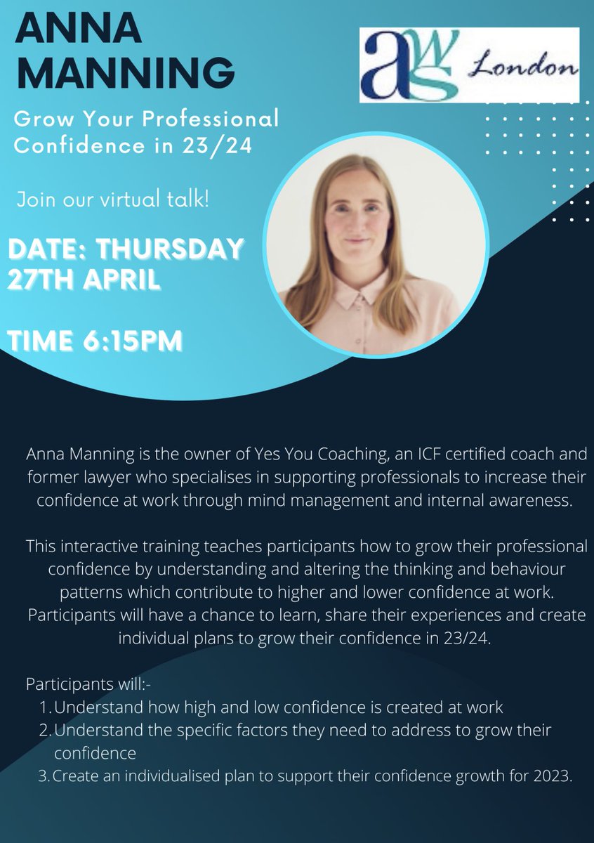 Want to increase your confidence at work? Our next event is just what you need and is this Thursday - still spaces to sign up here. linkedin.com/in/nicola-wain…