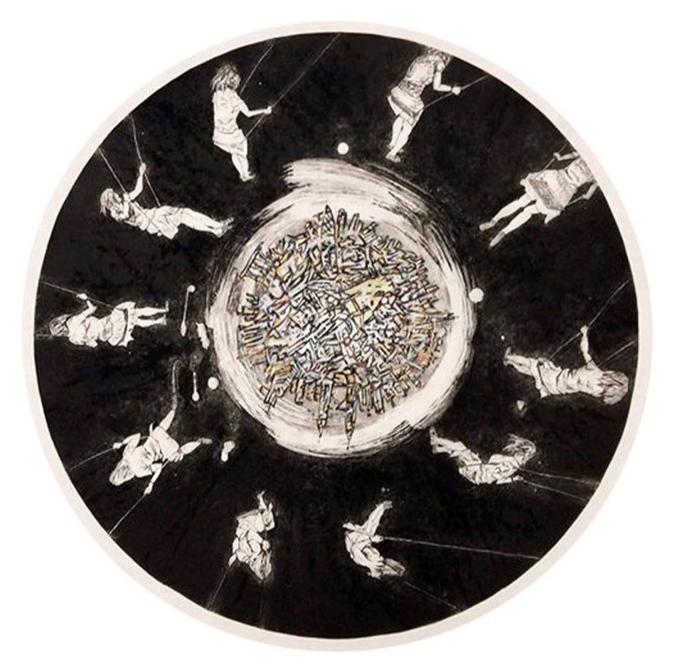 Greenwichprints's tweet photo. Rotary Life- Singapore, Kuala Lumpur and London. Etching, Sugarlift and Aquatint by Yean Teo @YeanTeo . More works by Yean can be seen in the gallery @Greenwichprints and online. Open daily 10:30am-5:30pm. #printmaking #etching #swing #artforsale #printforsale #greenwich #art https://t.co/BPwgKvGlmI