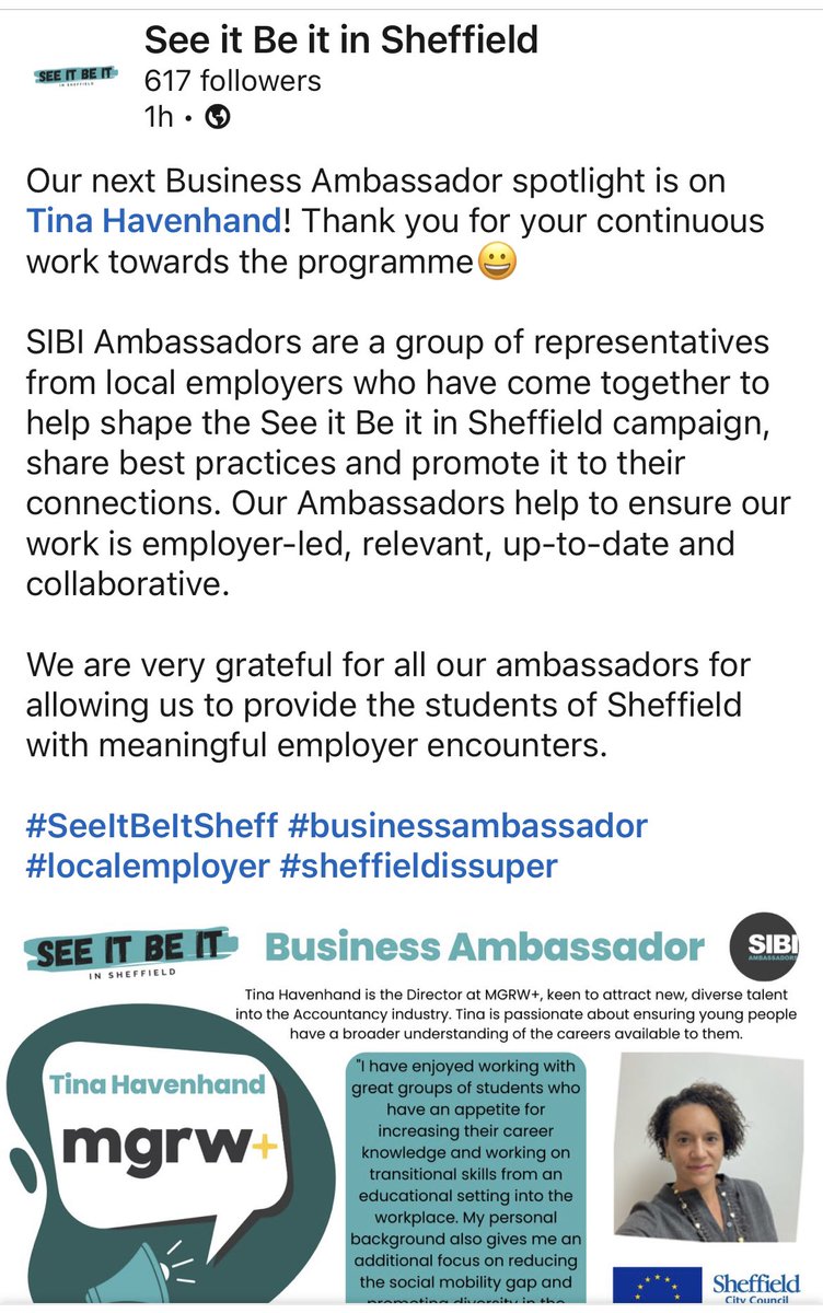 #SeeItBeItSheff #businessambassador #localemployer #sheffieldissuper