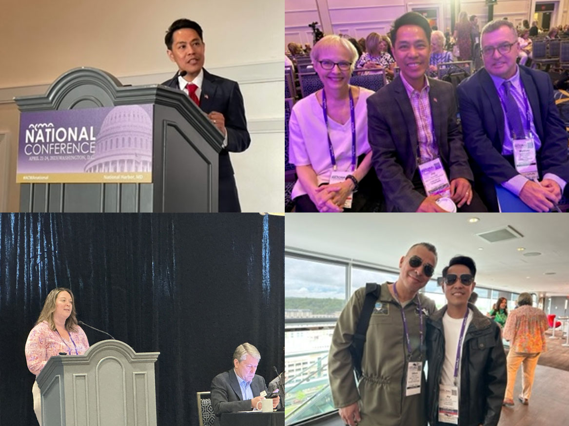 CalHospitals's tweet photo. Our VP, Policy @pblaisdell teamed up with colleagues from @TheACMA policy committee during the #ACMAnational conference last week to provide important updates and encourage case managers to participate in policy development and advocacy.
Clockwise from top left: Jay Larossa @ScrippsHealth; @pblaisdell, Jay Larossa, Matt Chappell @DignityHlthBay; Top Gun party; Kimberly Browne @StanfordChild