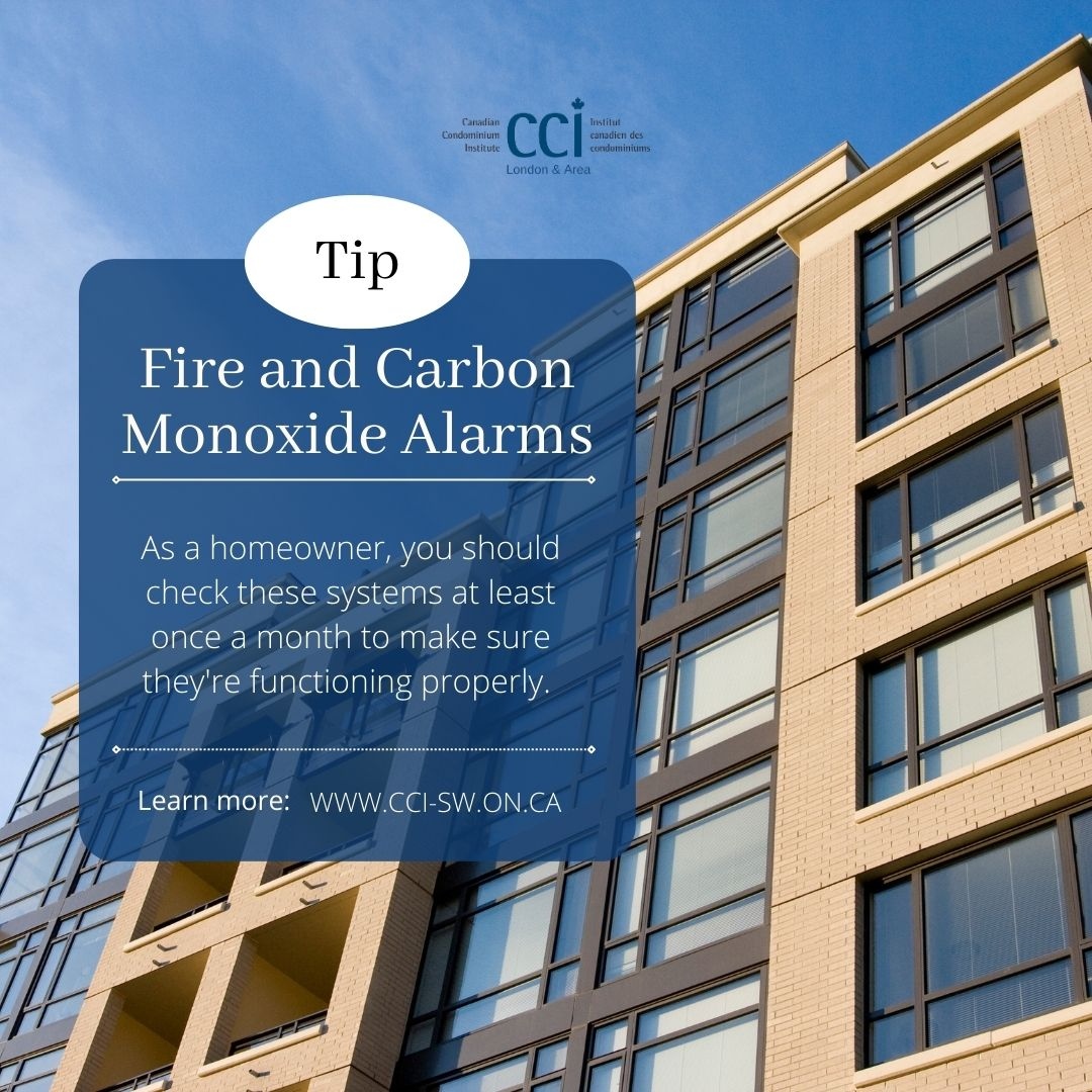 It's Tuesday! You know what that means CCI London!

This week, lets talk about fire and carbon monoxide alarms.

Having working fire alarms and carbon monoxide detectors in your condo is essential for safety.

Do you test your alarms? Let us know in the comments!