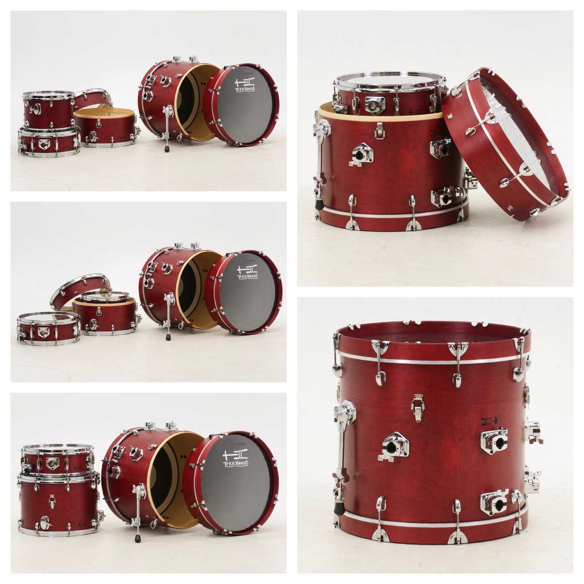 TreeHouseDrums's tweet photo. Great to see folks get just what they want!  Here's a little deeper floor tom/bass/snare with an Upgraded Strainer/Butt + the ability to suspend or use legs on the floor tom, plus a special bonus to get the snare just where he wants it. 8x12, 11x16, 18x20, 5x14 #compactnestingkit https://t.co/FxL8l024zS