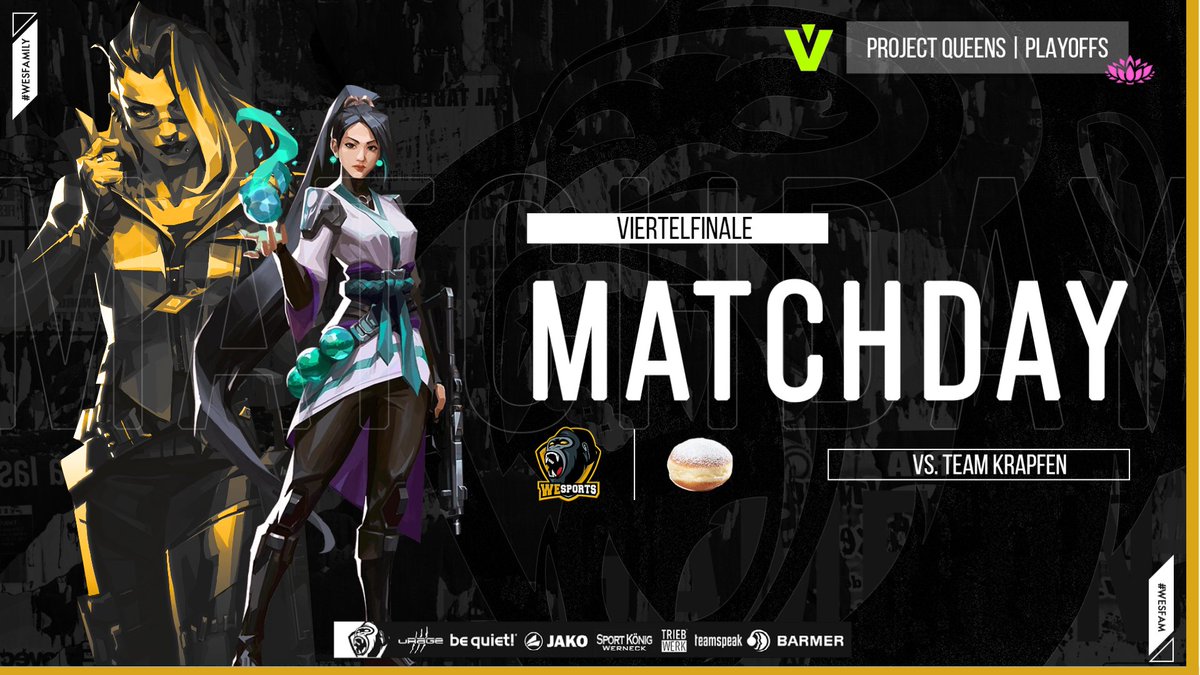 WeSports_Main's tweet photo. - PROJECT QUEENS PLAYOFFS -
@projectvgg | #VALORANT
Auf geht´s Ladys.! Unsere #WeSQueens sind Feuer & blumig auf das Match gegen @KrapfenDACH.
Es geht ins Viertelfinale der Playoffs . GLHF 💪
#LotusP0WER #WeSHYPE
#WeSLotus:
@misfitvlr
@maaisxd
@JMBass26
@ailyua
@Ivy_Cx_ https://t.co/BORndr8bIo