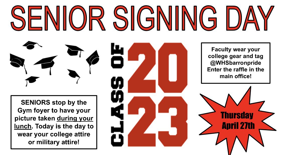 This Thursday Seniors!
<a href="/WHSBarronPride/">Woodbridge Barrons 🇺🇸</a>