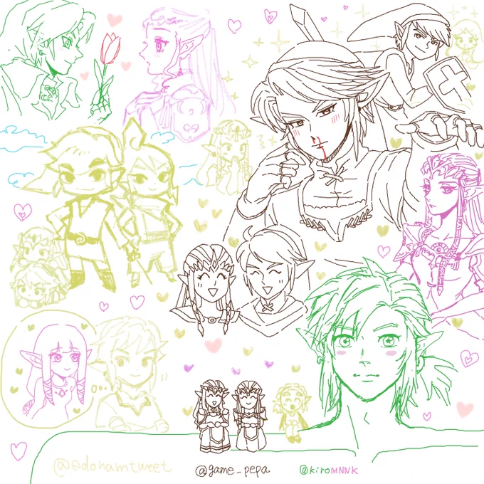 まのでさん(@edonamtweet)とkiroさん(@kiroMNNK)と絵チャしました❤️色々とカオスですがリンゼルたくさんで楽しかったです🤣✨ 