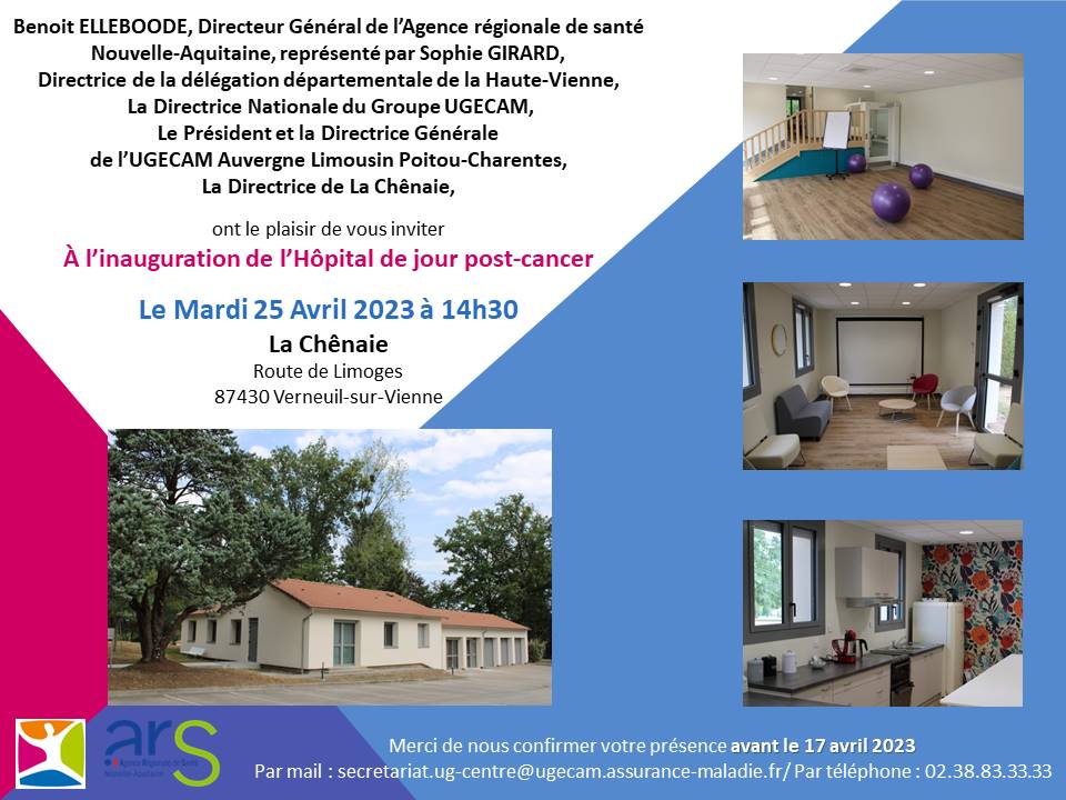 ARS_NA_DD87's tweet photo. Inauguration au SSR la Chénaie (UGECAM) d’une prise en charge innovante soutenue par l’ARS NA en Hôpital De Jour pour les patients atteints d'un cancer. Prise en charge globale (soc., nutrition, psycho.), éducation physique adaptée, kiné, yoga, hypnose, ergo... #PlanCancer #PRS https://t.co/mC47YwpmTF