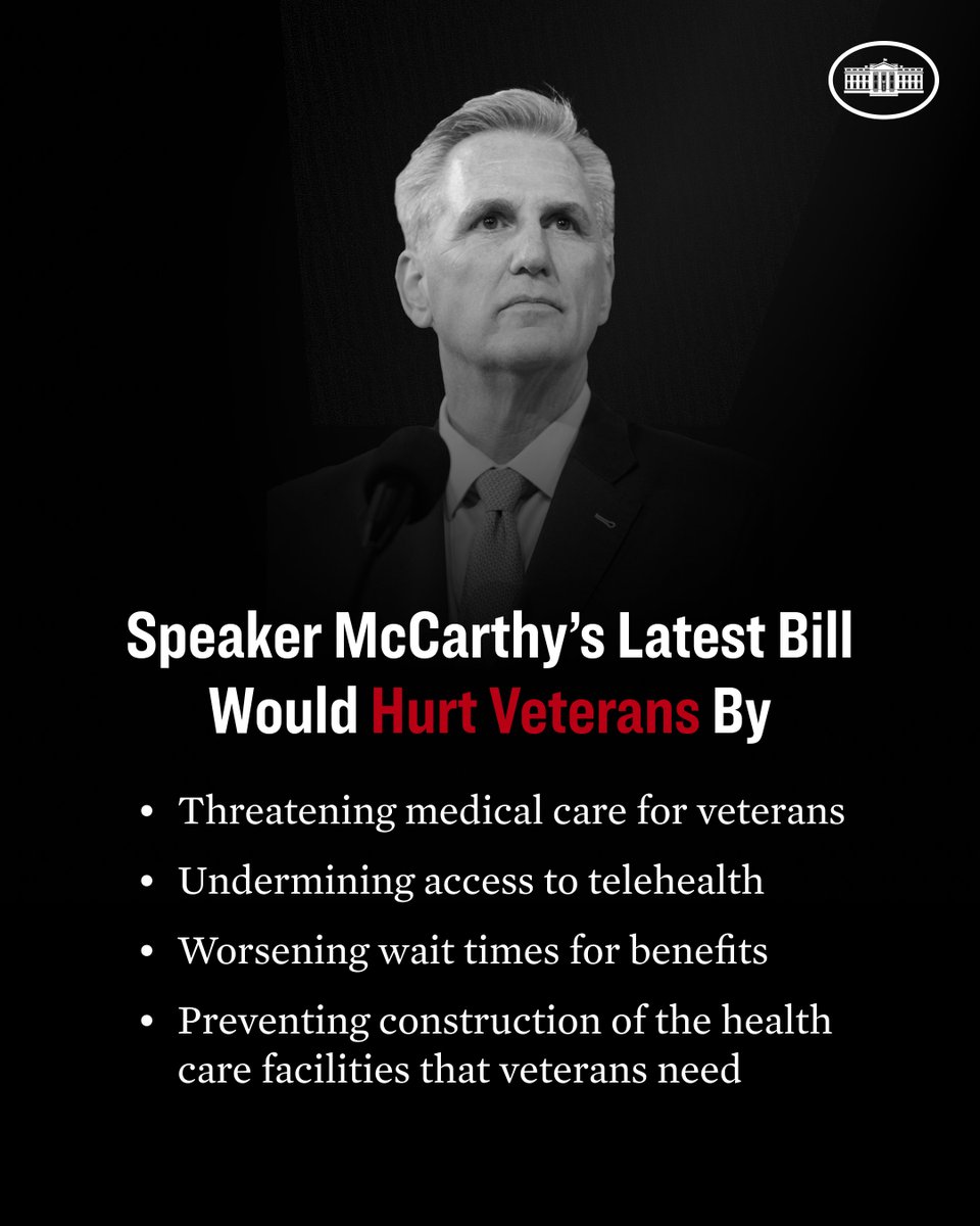 While President Biden’s budget upholds our nation’s sacred obligation to care for veterans, MAGA House Republicans are pushing cuts that would threaten critical services for veterans.