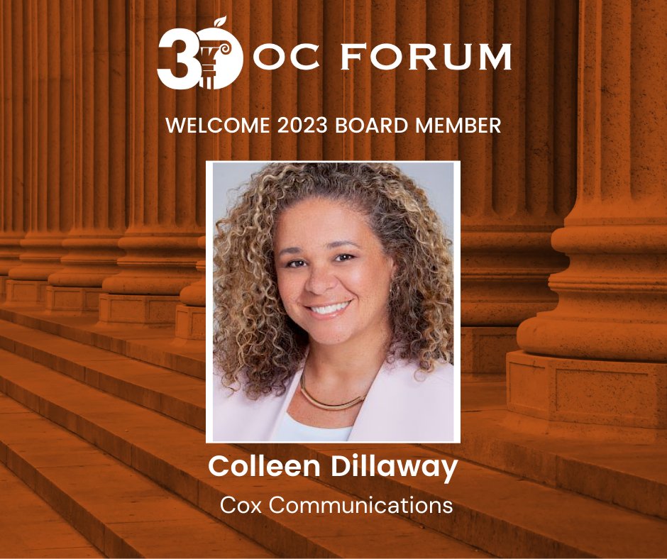Meet our newest board member, <a href="/colleendillaway/">colleen dillaway</a>, Market Vice President at Cox Communications.  Thank you for joining the conversation! To learn more about our Board of Directors visit ocforum.org/board. 
#OCForum  #orangecounty #jointheconversation #Member #CoxCommunications