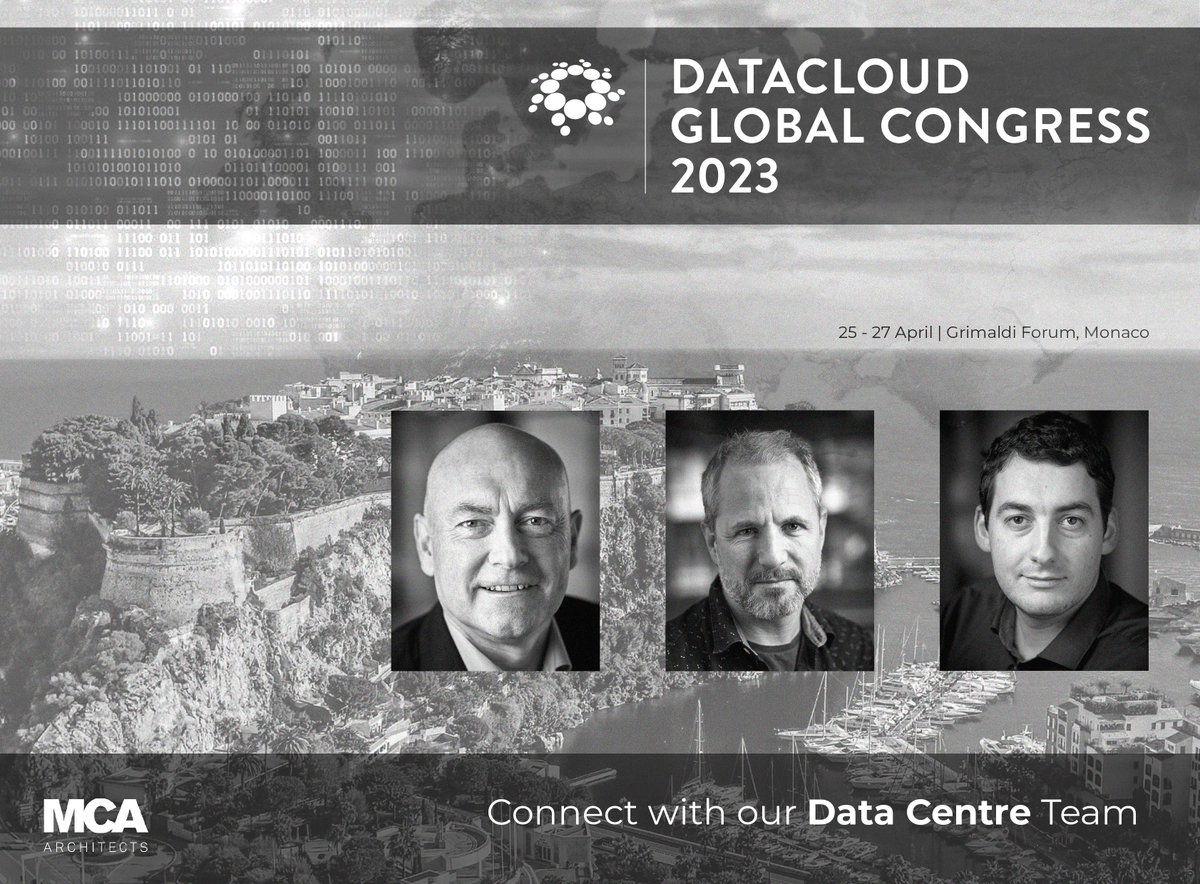 The MCA Data Centre Team are looking forward to the <a href="/DatacloudGlobal/">Datacloud Global</a> Congress 2023, which is kicking off in Monaco today. Brian Murphy, Simon Sedgwick, Neil McCormick look forward to catching up with colleagues, hearing from industry experts and making new connections.