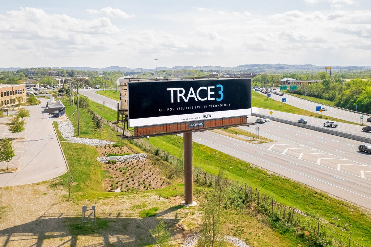 trace3's tweet photo. Big news coming to you from Trace3’s Central Region – We’re servicing Nashville! #TeamTrace3 is now bringing all the possibilities that live in technology to Nashville. If you’re driving down I-65, check out our billboards we placed along with our partner @VeritasTechLLC. https://t.co/uH2dhzC8Au