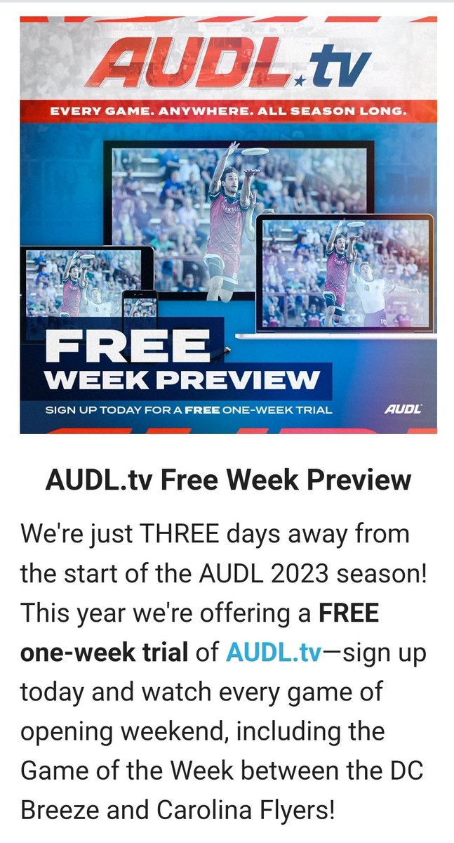 Watch free in weel 1
Audl.tv