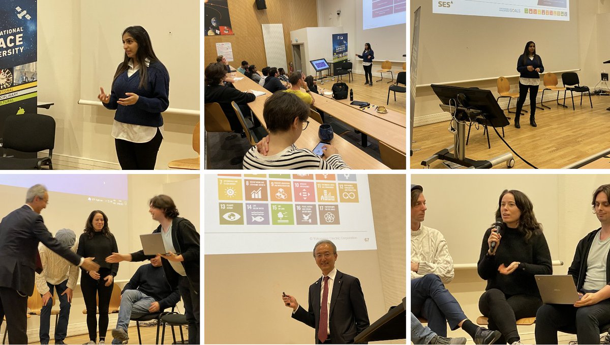 ISUnet's tweet photo. #MSS18 Sabrina Alam and #ESC19 #ISP20 Satoru Kurosu Cross explaining the relevance and challenges of #ESG Environmental, Social and Governance within respectively @SES Satellites and @Yokogawa to @ISUnet MSS23 Space Sustainability Elective https://t.co/7zG1w0o5nN