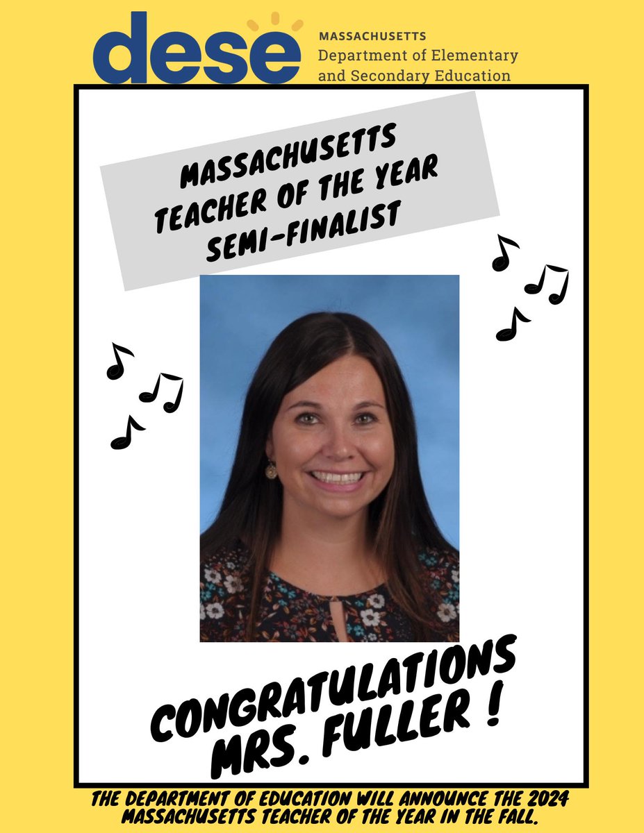 Congrats to Mrs. Jessica Fuller, chorus teacher at <a href="/PCISFalcon/">PCIS</a>, for being named a Massachusetts Teacher of the Year Semi-Finalist! We are so proud to know her, learn from her, and work alongside her! 🎶