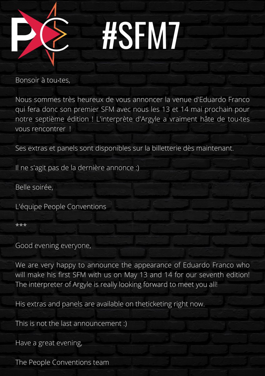 peoplecons's tweet image. #SFM7 | Eduardo Franco est notre cinquième guest ! // Eduardo Franco is our fifth guest! 

Tickets : people-convention.com/event/stranger…