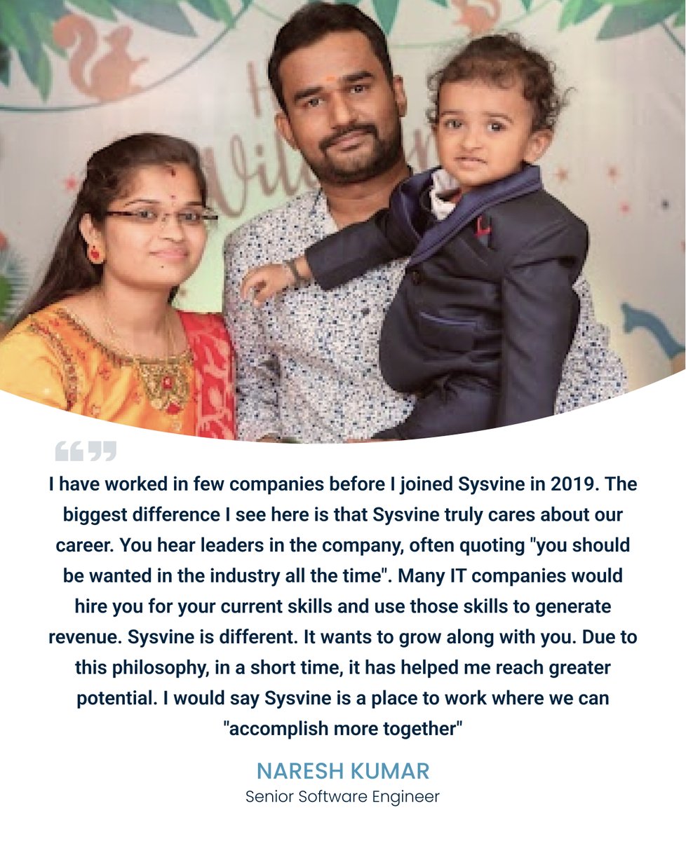 Sysvine's tweet photo. Click here to hear more from Sysviners
https://t.co/Ni4Vir4Hha
#sysvinertestimonials #sysvine https://t.co/GNZdlst7pC