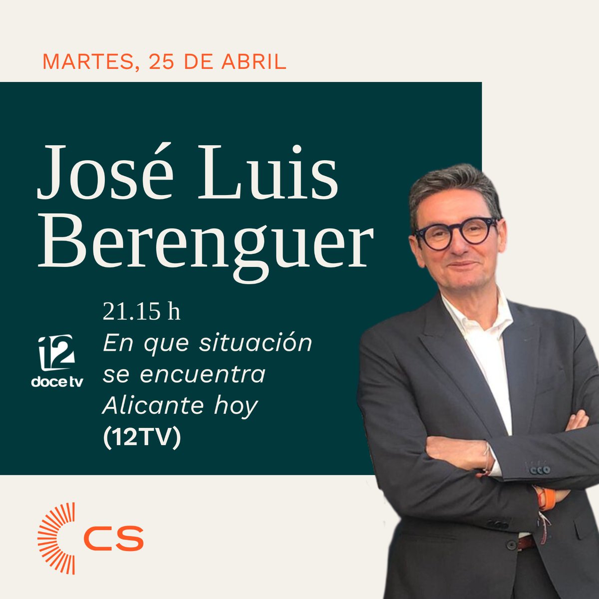 apoloniogomez's tweet photo. Hoy no te pierdas a @jlb_serrano @CSAlicante_C esta noche a las 21:15 en @12tv_es
#Liberales #PoliticaUtilCs #PorLosTuyos #CSCumple @CiudadanosCs @CsCValenciana @Cs_Alicante https://t.co/7vNeI0mix6