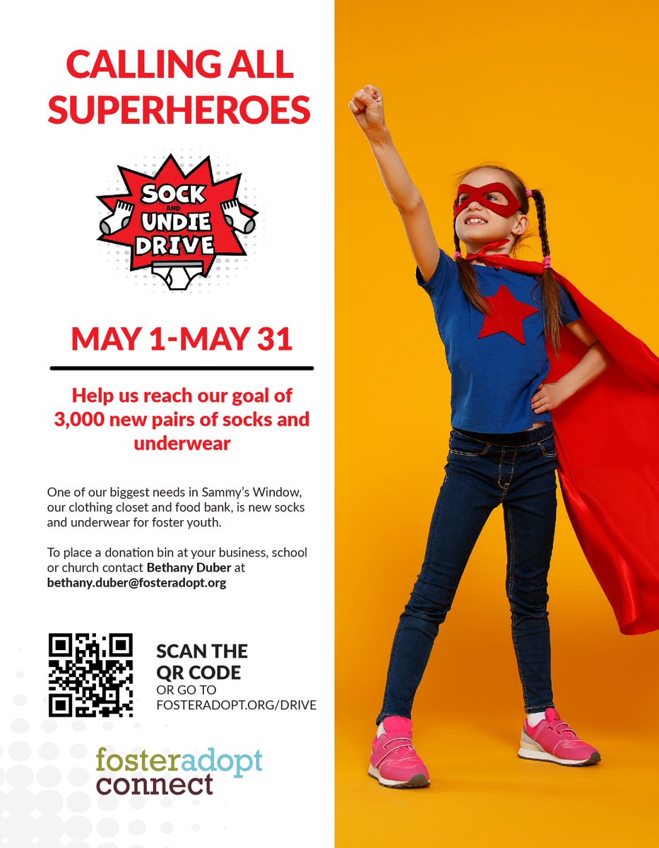 Great Beginnings and PAT will be collecting donations of new socks and underwear for foster youth. If you would like to donate, we will have a drop box in the lobby or you may send in donations with your child to Great Beginnings or to your parent educator on a visit.