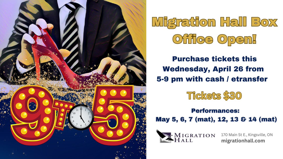 migrationhall's tweet photo. Migration Hall Box Office Open Wednesday April 26 from 5 to 9 PM https://t.co/2yvRgeZlFO