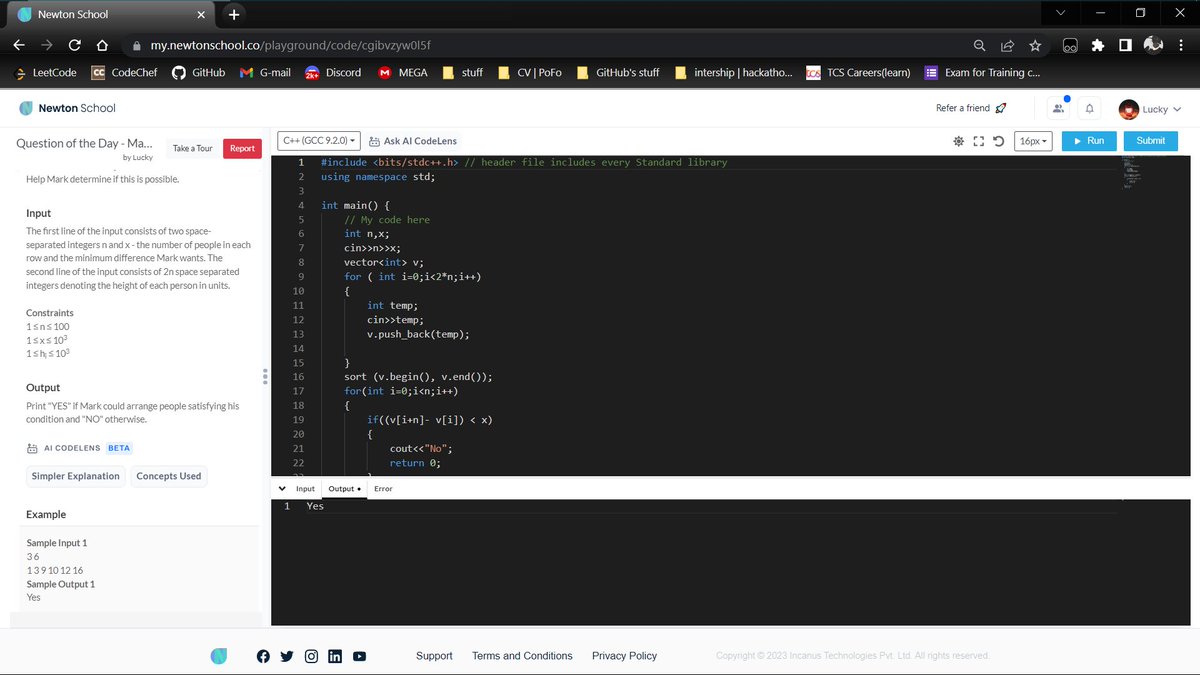 Lucky__Dhingra's tweet photo. Hey Guys, I just completed #Day11 of the #101DaysofCode Challenge by the
@NewtonSchoolHQ
POTD - Mark and Photography.
Join me on Newton School Discord Community- https://t.co/FirDb22SWL
#nsdiscord #codewithns #Day11 #101daysofcode 📷 https://t.co/G3c0KeFiyh