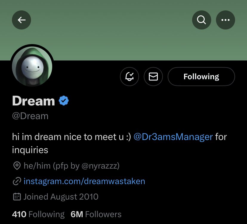 DWT_UPDATES's tweet photo. 🔔 | Dream’s main twitter account hit 6 million followers!! 🥳 https://t.co/yvBin26JNS