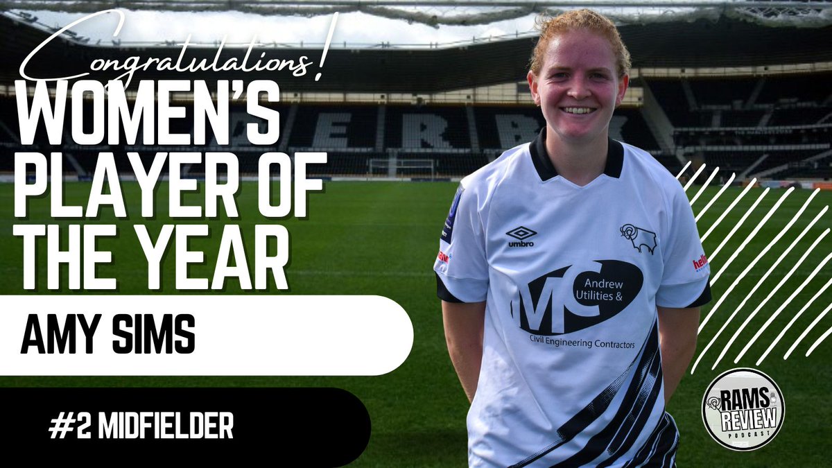 The Rams Review Podcast's Derby County Women's Player of the Year award goes to...

Amy Sims!

Amy's had a fantastic season for the @DCFCWomen, where she is the top scorer!

Congratulations @Amysims8!

#dcfc #dcfcfans #EweRams
