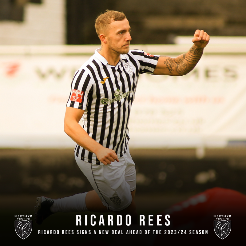 MerthyrTownFC's tweet photo. 𝗥𝗜𝗖𝗔𝗥𝗗𝗢 𝗔𝗚𝗥𝗘𝗘𝗦 𝗗𝗘𝗔𝗟! 🙌

Merthyr Town Football Club is pleased to announce that Ricardo Rees has agreed a deal ahead of the 2023/24 season.  

Read the full story 👇