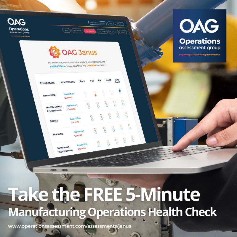 Unlock new insights with the FREE 5-Minute Operations Health Check, tailored specifically for single-site manufacturing companies - get an overview of your operation and the potential for improvement in minutes.
#ManufacturingHour @ManUKHour