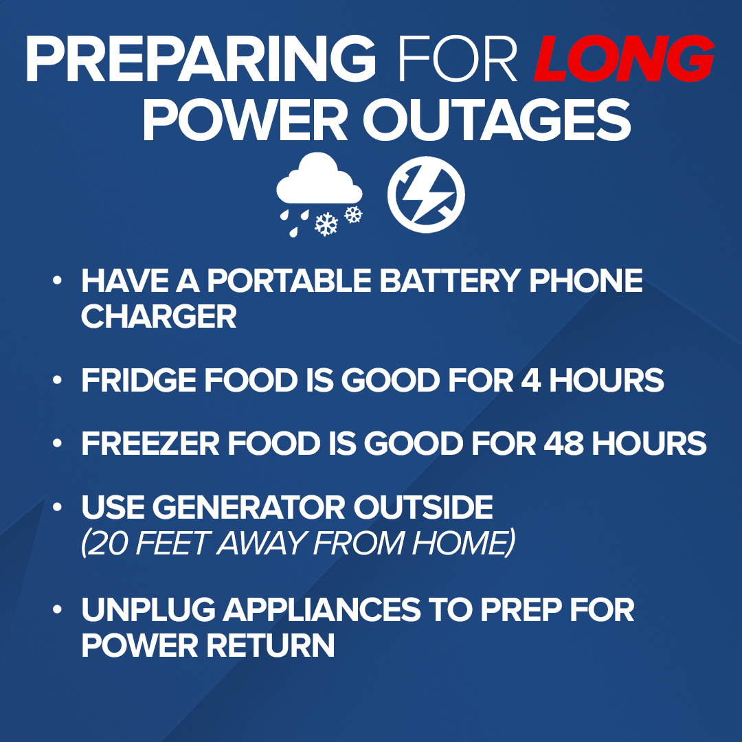 KOAA's tweet image. We want to make sure you're prepared for the spring storm moving in this afternoon.
Most power outages don't last more than a few hours. 
Here are some tips in the event an outage is extended.
More info is available at KOAA.com
#COSWX #SpringStorm #DailyForecast