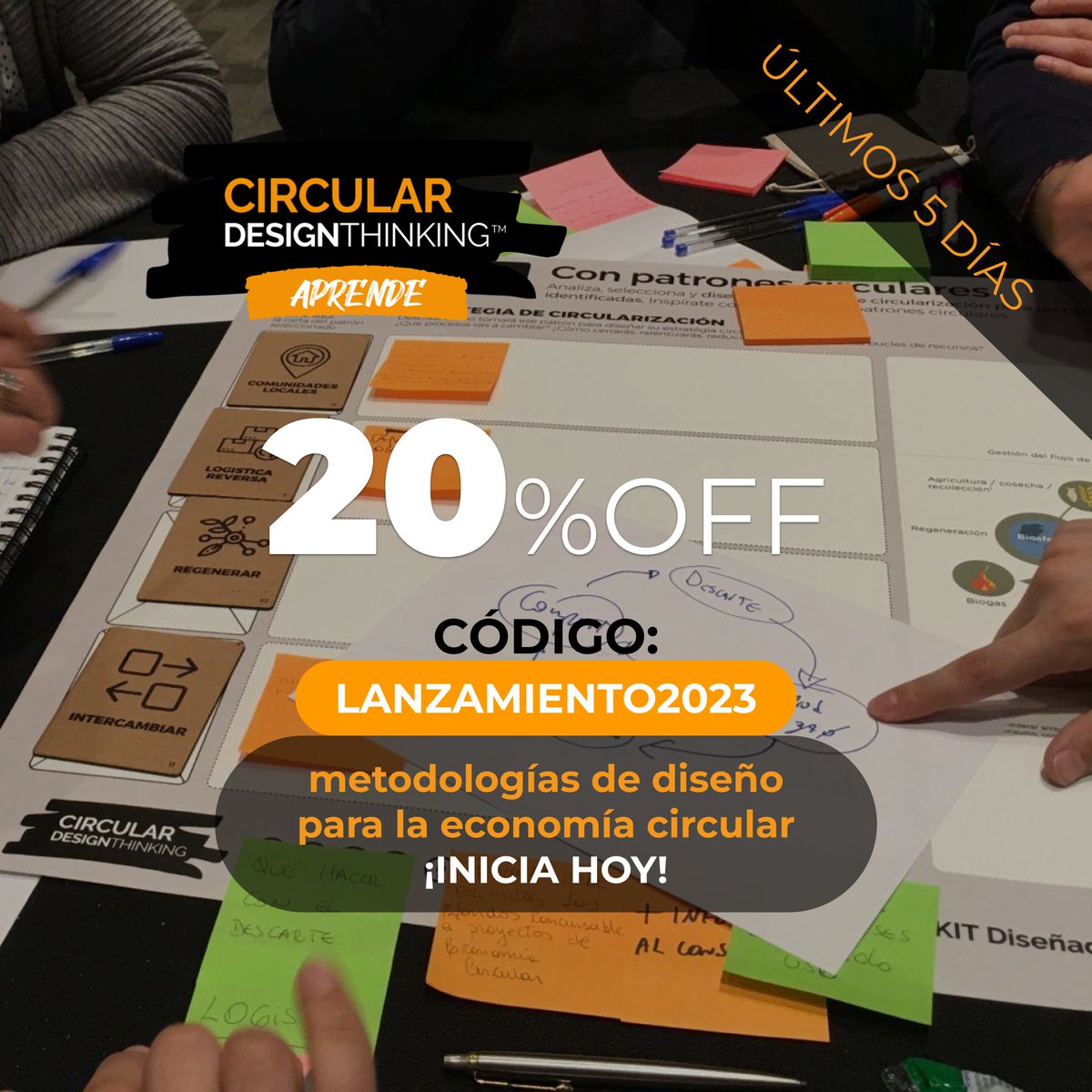 En 5 días inicia la primera Cohorte 2023 de Circular Design Thinking. Hoy somos 70 facilitadores certificados y pronto vamos a ser 100 en Latam donde más del 70% son mujeres.

Aprovecha el cupón 20%OFF 
🟢 Inicia Hoy :) #CircularEconomy #DesignThiking 

bit.ly/aprendeCDT