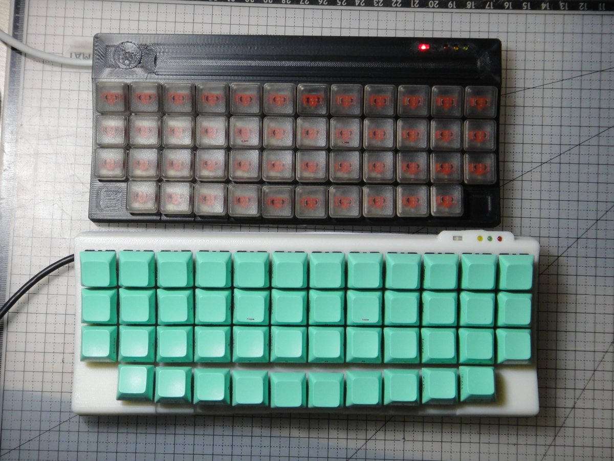 #自作キーボード
#狭ピッチ
今まで使ってた19mmピッチと17.4mmの比較
もう19mmピッチは使わないだろう。。