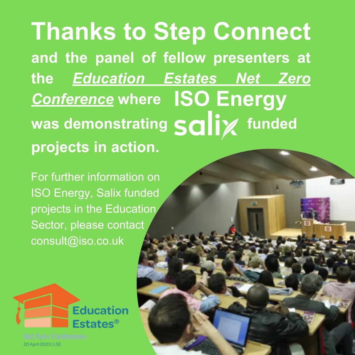 Many thanks to all the participants and organisers of the Net Zero Conference for Education. ISO Energy's Edward Levien was joined by a panel for Q &amp; As after talking about decarbonisation scheme funded projects delivered by ISO at various education institutions. #education