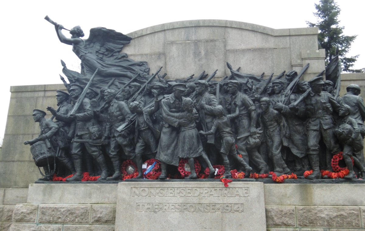 5thLackey's tweet image. #Newcastle #TheResponse #Memorial to the #CommercialBattalionsoftheNorthumberlandFusiliers by #WGoscombeJohn 1923 showing the #5thNorthumberlandFusiliers who marched to the #CentralStation accompanied by their families. Info from #Pevsner