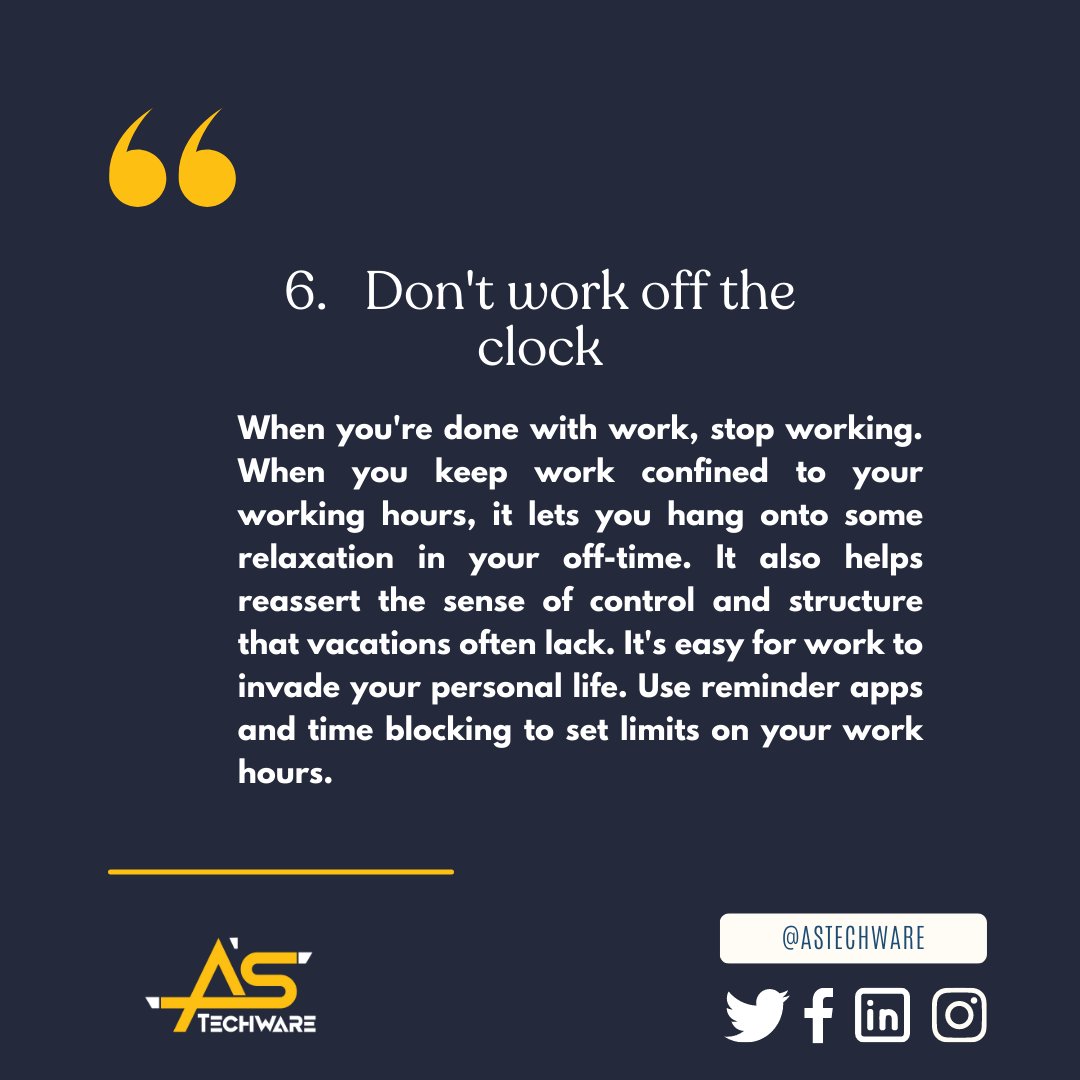 astechware's tweet image. (2/2) Vacations are a great way  to recharge, but getting back to work can be a struggle. Here are some  tips on how to regain your productivity after some well-deserved time  off.
 #vacationrecovery #backtowork #astechware #howtogetbacktoworkafterabreak  #eid #eidvacation