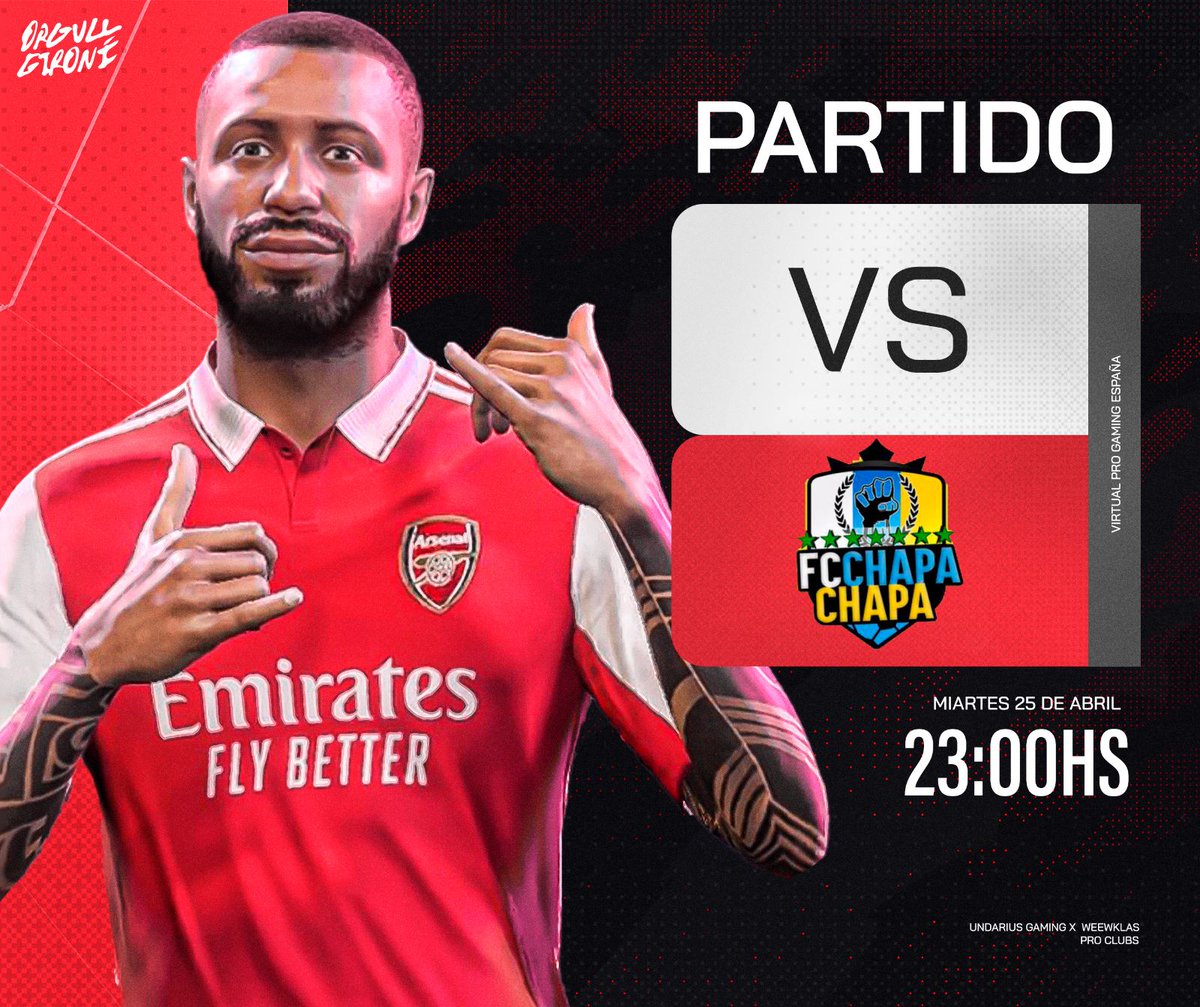 #MATCHDAY | CLUBES PRO

⏰ 23:00
🆚 <a href="/FCChapaChapa/">𝐅𝐂𝐂 💙</a>
🏆 <a href="/VPG_Spain/">Virtual Pro Gaming España</a>  
📺 twitch.tv/dani_marxenero