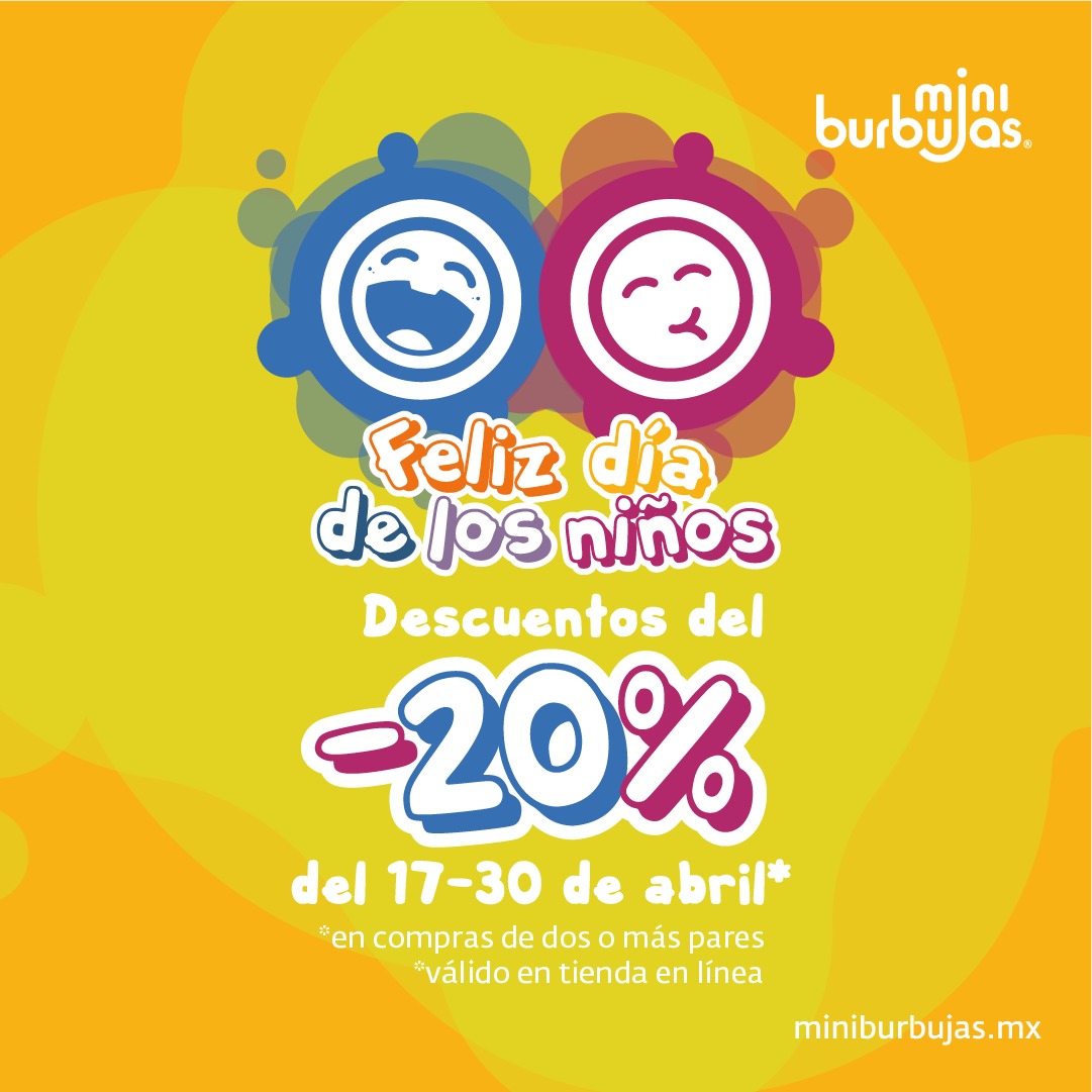 MiniBurbujas's tweet photo. ¡Que gran oportunidad! Tenemos el regalo ideal para este día del niño Mini Burbujas te ofrece un 20% de descuento en la compra de 2 o más pares en nuestra tienda en línea Del 17 de abril y hasta el día 30.  ¡Aprovecha! https://t.co/PT34QdaFt8 https://t.co/iiakdUA27p
