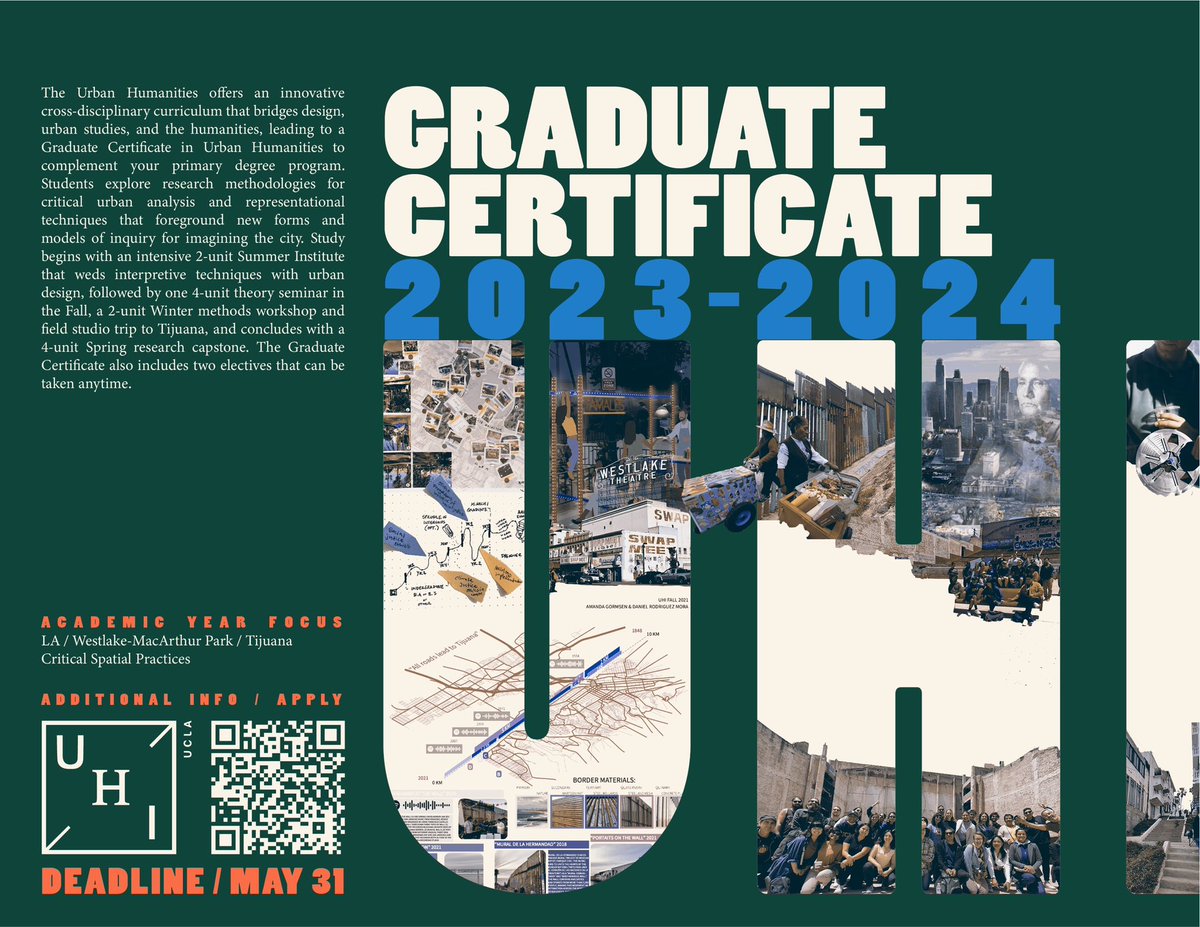 CALL FOR APPLICATIONS: 2023-24 UHI Grad Certificate. Calling all UCLA grad students. Deadline to apply: May 31. Learn more and apply at tinyurl.com/36edv47c