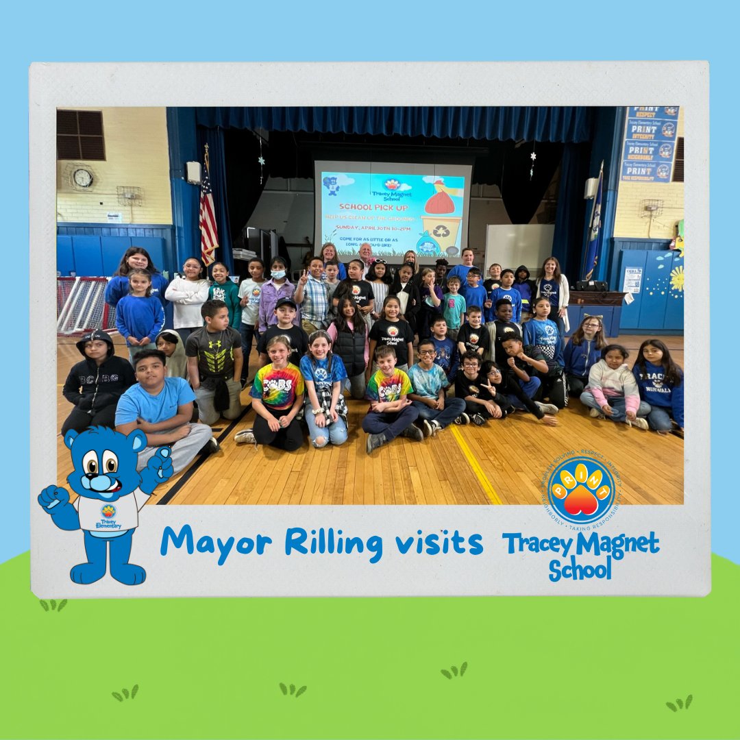 TraceyMagnet_CT's tweet photo. We were honored to have @MayorRilling come and visit us and talk about the City's initiatives and asked our Cubs to be his Earth Day Champions! As you can see, we have already gotten started! @NorwalkPS #norwalk #norwalkct #TraceyMagnetSchool  #earthday #earthweek https://t.co/LhUVIfWNx3